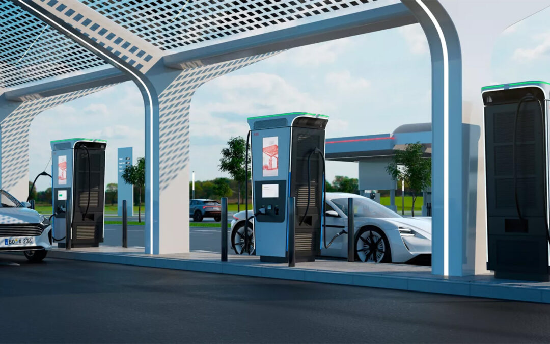 Side view of ABB EV chargers