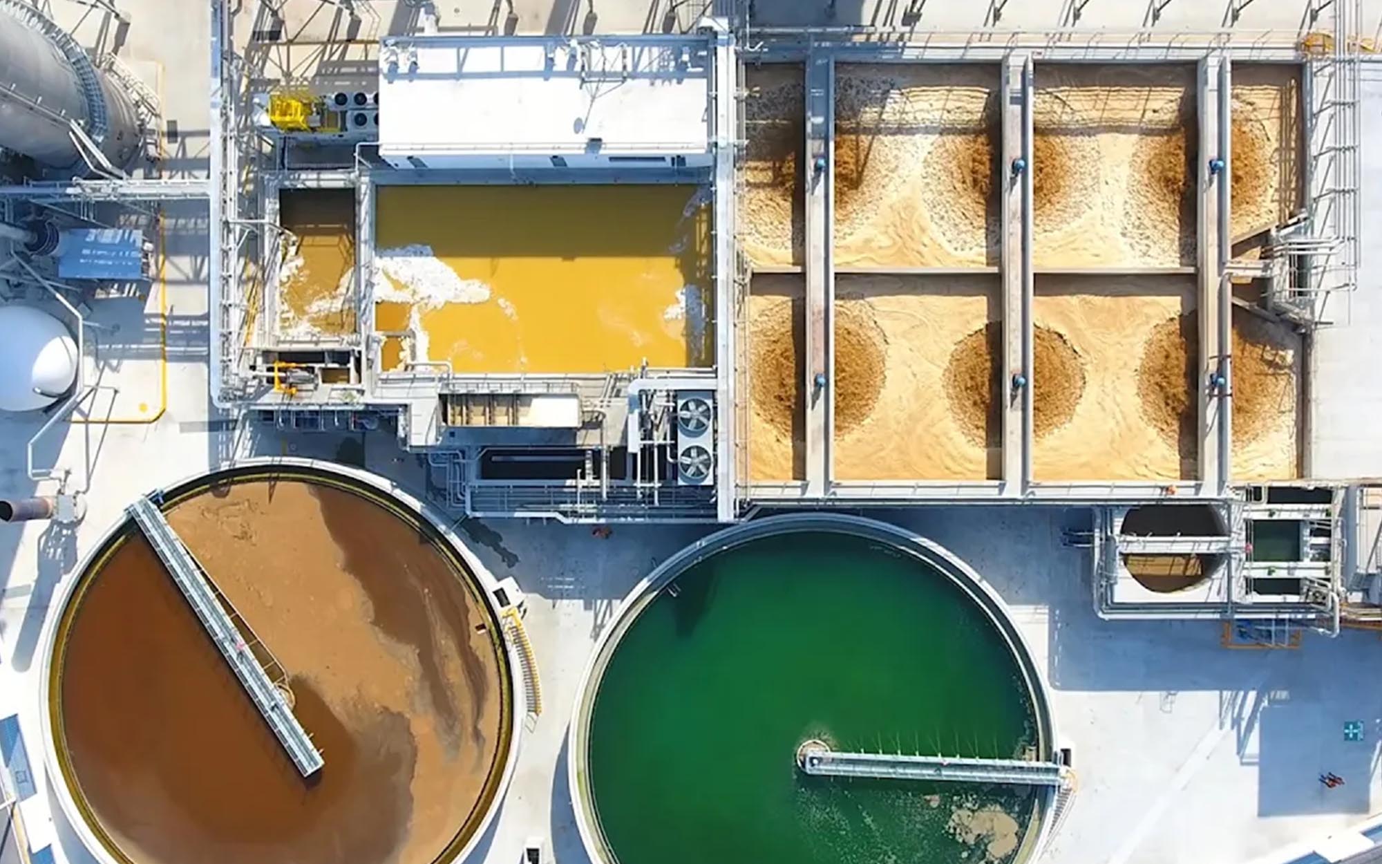 Top-down view of wastewater facility